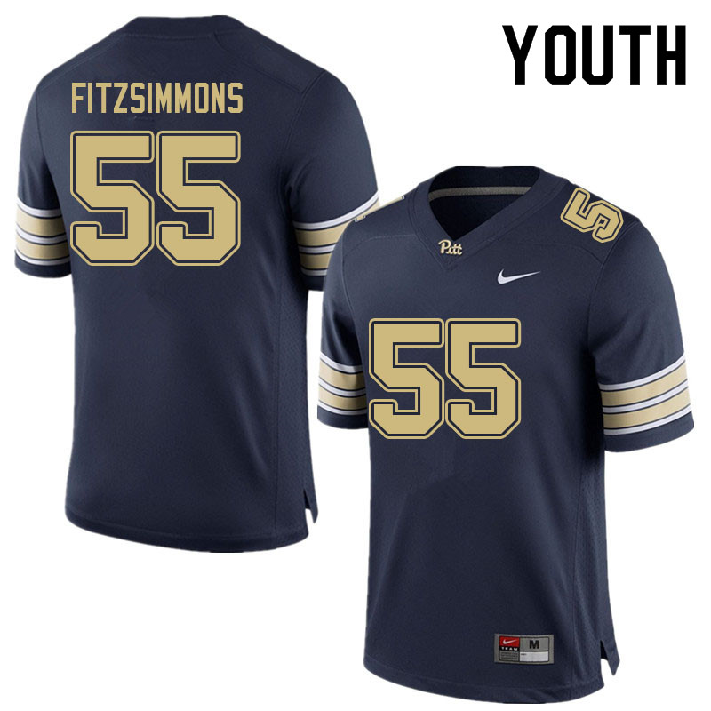 Youth #55 Sean FitzSimmons Pitt Panthers College Football Jerseys Sale-Navy